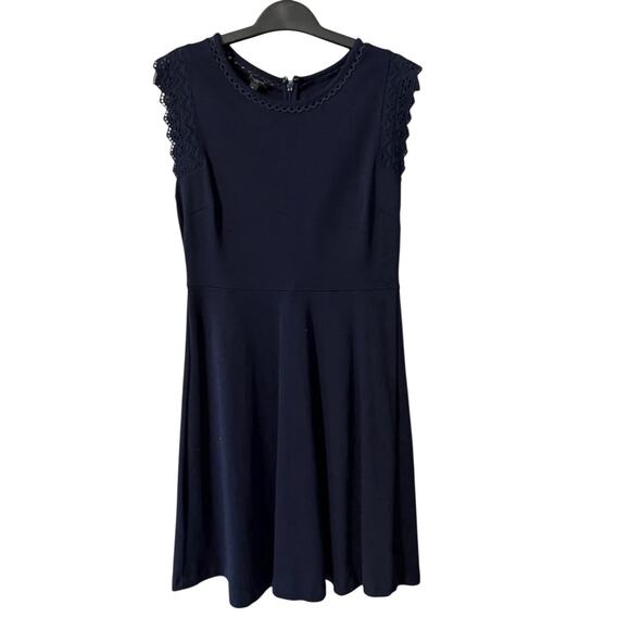 Talbots Dress Women’s Medium Navy Blue PM Cotton NEW Office Work Church Flowy - Picture 2 of 6